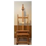Wooden Studio H-Frame Easel with Casters and Storage Tray
