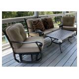 Metal Frame Patio Furniture Set with Cushions and Coffee Table