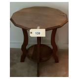 Octagonal Wooden Accent Table with Lower Shelf