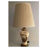 Ceramic Table Lamp with Landscape Scene and Pleated Shade