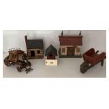 Assorted Wooden Folk Art Collectibles and Display Models