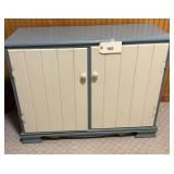 Blue and White Painted Wooden Cabinet with Two Doors