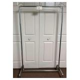 Chrome Rolling Garment Rack with Top Shelf