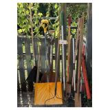Assorted Garden Tools and Long Handled Implements