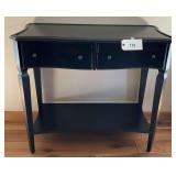 Black Painted Wood Console Table with Two Drawers and Lower Shelf