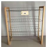 Four-Tier Wooden and Metal Wire Storage Rack