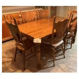 Oak Dining Table and Six Chairs