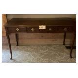 Wooden Writing Desk with Four Drawers and Cabriole Legs