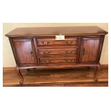 Wooden Credenza Sideboard with Three Drawers and Dual Cabinet Doors