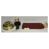 Brass Finish Ceiling Fan Assembly with Wood Grain Blades
