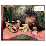 Original Still Life Fruit Painting Signed R. Clark