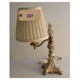 Ceramic and Brass Table Lamp with Pleated Shade