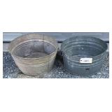 Two Galvanized Metal Wash Tubs