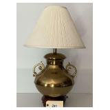 Brass Urn Form Table Lamp with Pleated Shade