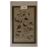 Framed Black Creek Pioneer Village Ontario Map Textile Art