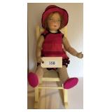 Cloth Doll with Painted Facial Features and Matching Pink Outfit