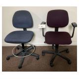 Two Rolling Office Chairs Including Drafting Chair and Task Chair