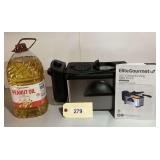 Elite Gourmet 2 Quart Stainless Steel Deep Fryer with Amazon Grocery Peanut Oil and Instruction Manual