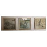 Set of Three Framed Country Landscape and Animal Prints