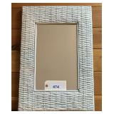 White Woven Wicker Rectangular Wall Mirror