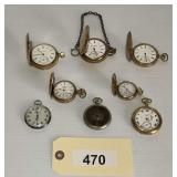 Assorted Pocket Watches Lot Including Open Face and Hunter Case Styles