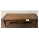 Wooden Coffee Table with Carved Apron and Cabriole Legs
