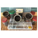 Assorted Hardware Lot with Nails, Screws, and Plastic Organizer Bins