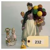 Porcelain Figurine Group Including Balloon Seller and Young Girl