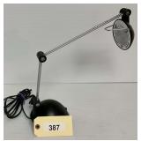 Adjustable Metal Desk Lamp with Weighted Base and Dual Arm Articulation