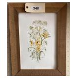 Framed Watercolor Painting of Yellow and White Floral Bouquet, Signed