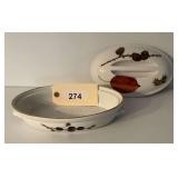 Ceramic Covered Casserole Dish with Botanical Motif