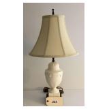 Ceramic Urn Table Lamp with Neutral Fabric Shade