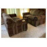 Living Room Sofa and Loveseat Set with Southwestern Striped Pattern Upholstery