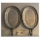 Pair of Pewter Wall Sconces with Oval Reflectors