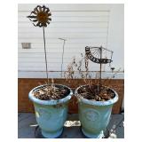 Plaster Garden Urn Planters with Wind Directionals