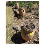 3 Terracotta Planters with Fleur-de-Lis Motif