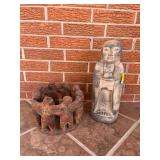 Figural Planter and Standing Figure Garden Decor Lot