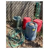 Collection of Refuse Containers and Garden Hose