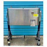 Stainless Steel Rolling Beverage Cooler with Bottle Opener and Catch