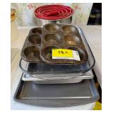 Cookie Sheet, Cupcake Pans, Glass Pan, and Tramontina Bowls