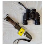Bayonet with Sheath and Bushnell Falcon Binoculars