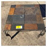 26" Square Table with Slate Tile Top and Metal Base