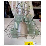 Glass Bottles, Metal Scoop, and Wire Ferris Wheel Model