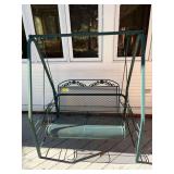 Green Metal Porch Swing with Stand