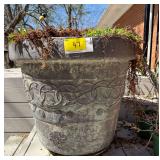 Large Plaster Garden Planter with Metal Insect Ornament
