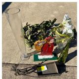 Holiday Decor Assortment with Sleigh, Santa, Vases, and Greenery