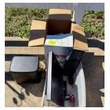 Mixed Electronics Grouping with Polk Subwoofer, Monitor, Cables, and Keyboard