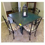 Dining Table with Four Floral Upholstered Chairs