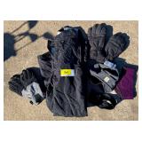 Assorted Cold Weather Apparel including Marker Pants, Carhartt Hat, and Gloves
