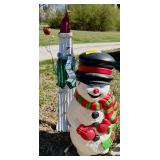 Two Snowman Figures - Metal and Blow Mold